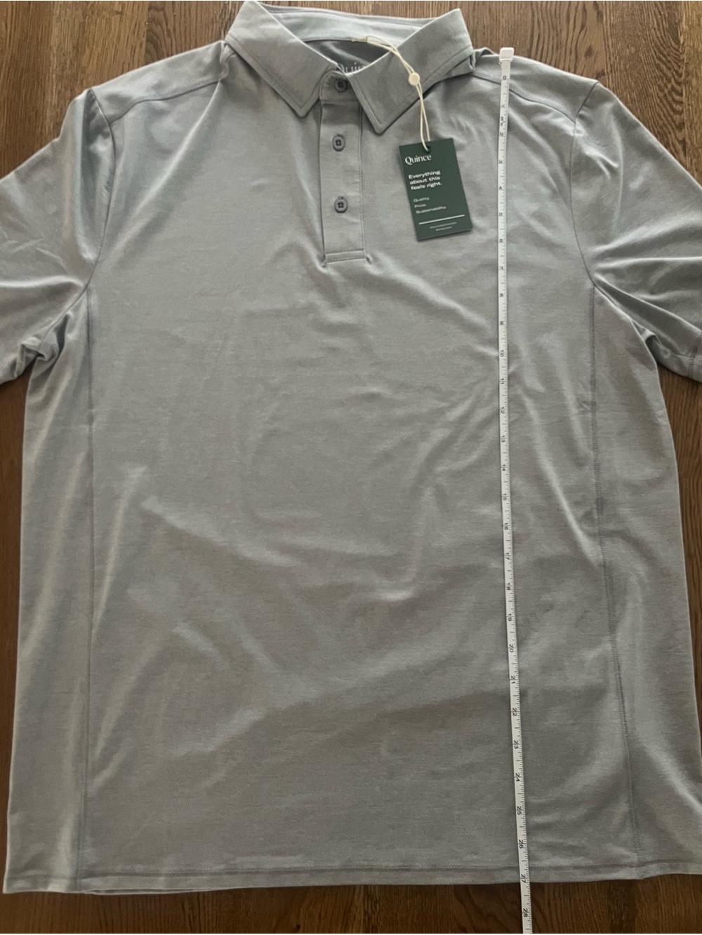 Quince Men's Grey Performance Polo Shirt - Picture 3 of 4